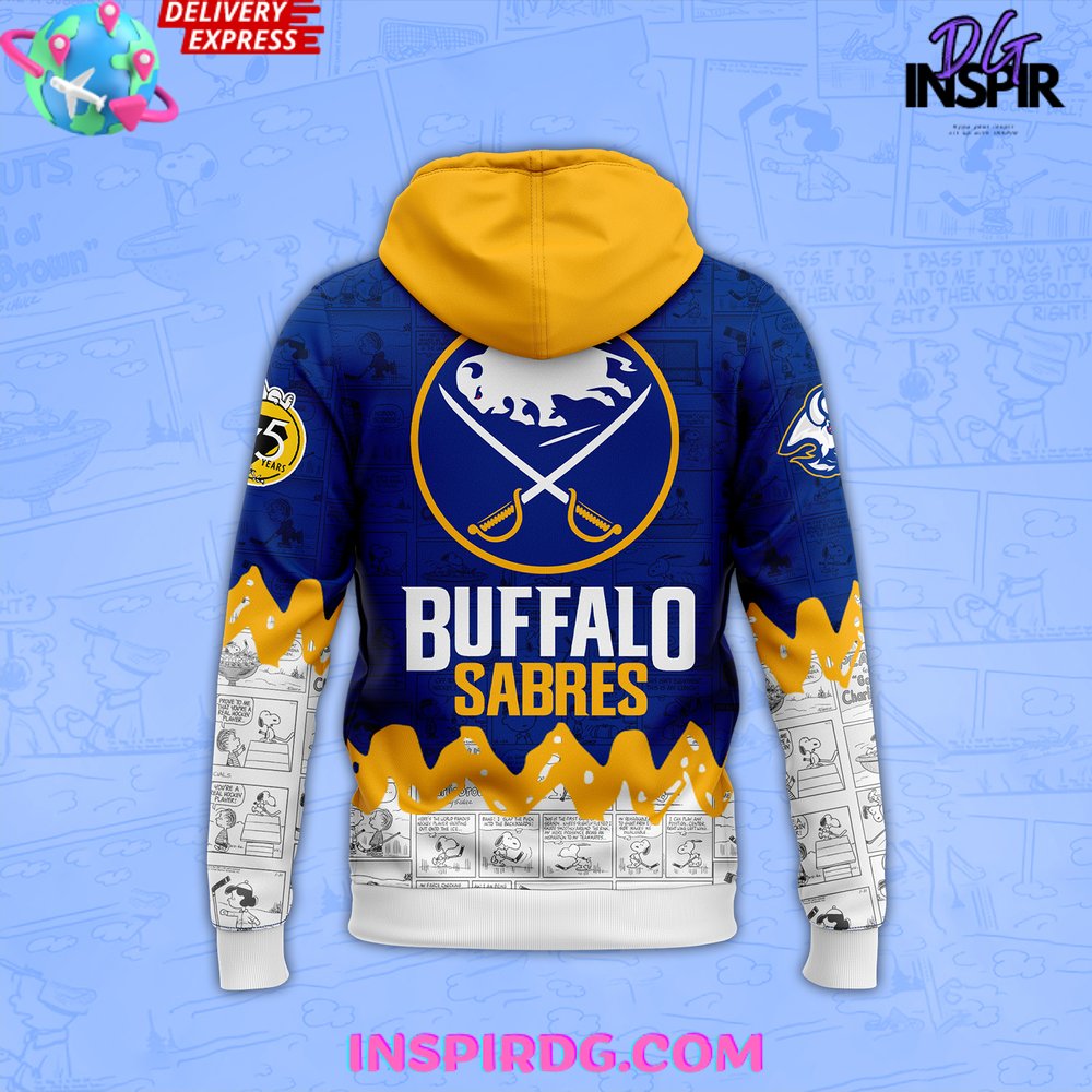 Buffalo Sabres 75Th Anniversary Of Peanuts All Over Print Hoodie, 3D Hoodie - Image 3