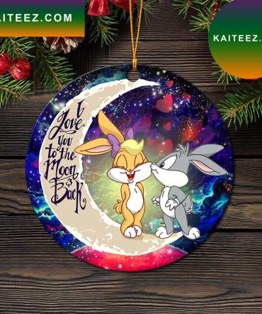 Bunny Couple Love You To The Moon Galaxy Mica Circle Ornament Perfect Gift For Holiday
