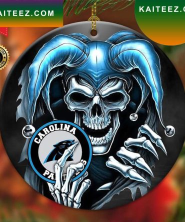 Carolina Panthers Nfl Skull Joker Christmas Ornament