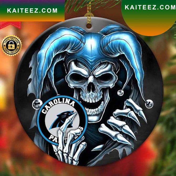 Carolina Panthers Nfl Skull Joker Christmas Ornament