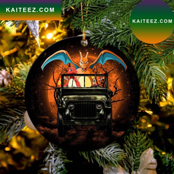 Charizard Charmender Drive Jeep Halloween Moonlight Mica Circle Ornament Perfect Gift For Holiday