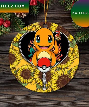 Charmander Pokemon Sunflower Zipper Mica Circle Ornament Perfect Gift For Holiday