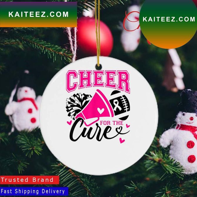 Cheer For The Cure Football Pink Ribbon Breast Cancer  Ornament