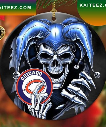 Chicago Bears Nfl Skull Joker Christmas Ornament