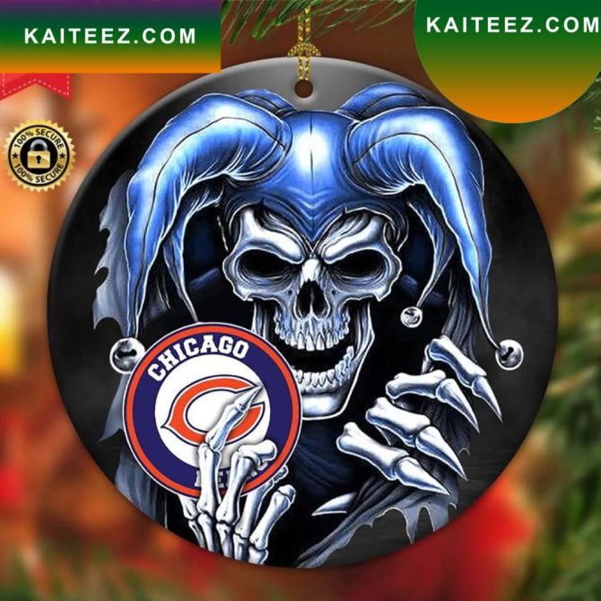Chicago Bears Nfl Skull Joker Christmas Ornament