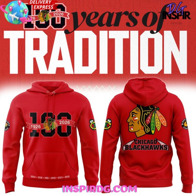 Chicago Blackhawks 100 Years Of Tradition Edition All Over Print Hoodie
