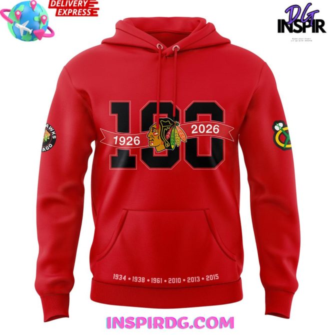 Chicago Blackhawks 100 Years Of Tradition Edition All Over Print Hoodie - Image 2