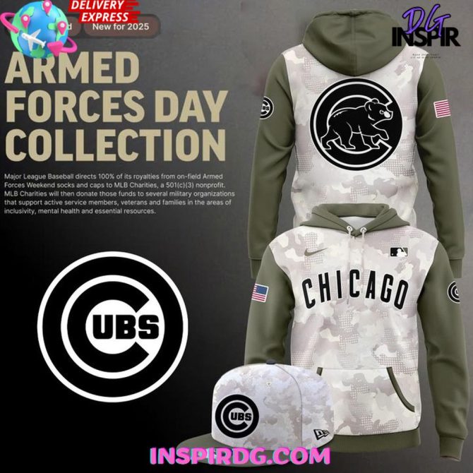 Chicago Cubs Armed Forces Day Hoodie & Cap Set - Limited Edition Camo Collection 2025
