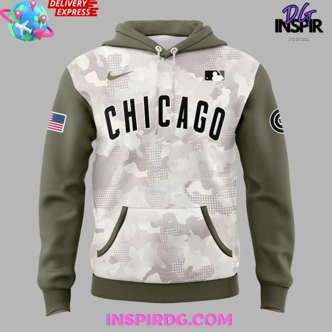 Chicago Cubs Armed Forces Day Hoodie & Cap Set - Limited Edition Camo Collection 2025 - Image 2