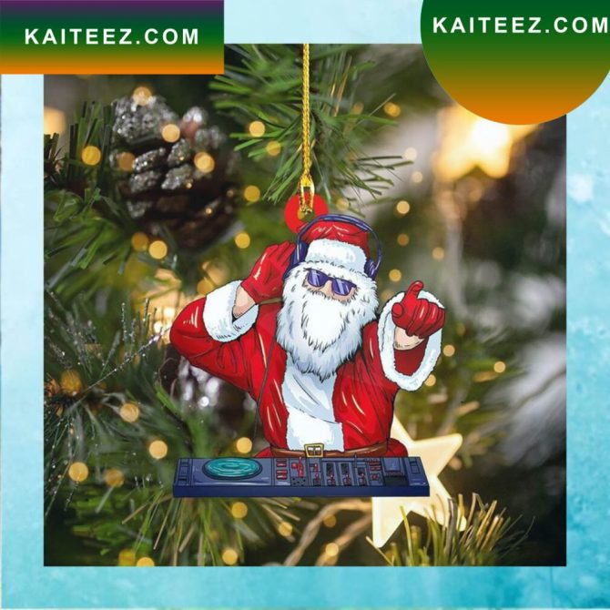 Christmas Dj Party Santa Shaped Christmas Ornament