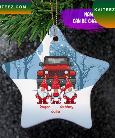 Christmas Gnomes Jeep Star Christmas Ornament