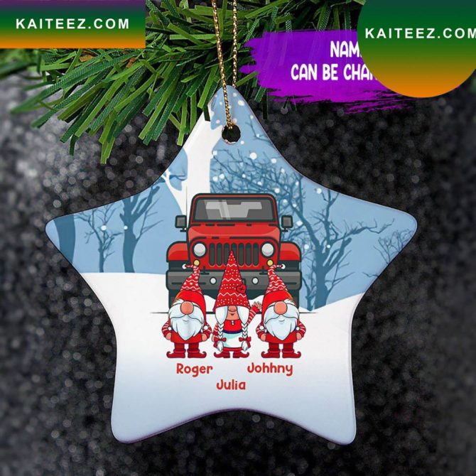 Christmas Gnomes Jeep Star Christmas Ornament