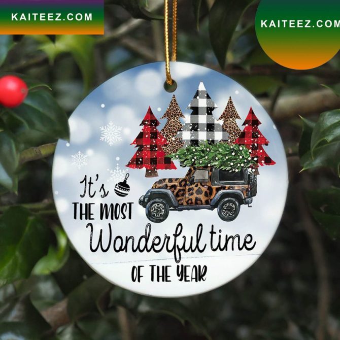 Christmas Jeep With Trees Gift Christmas Ornament