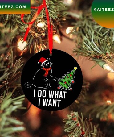 Christmas Tree Black Cat I Do What Want Xmas Christmas Ornament