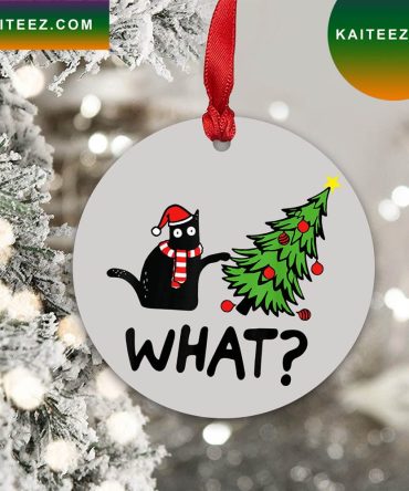 Christmas Tree Black Cat What Naughty Funny Love Xmas Christmas Ornament