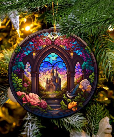 Church Stained Glass Mica Ornament Perfect Gift For Holiday
