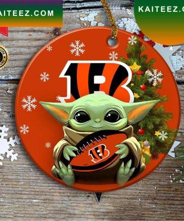 Cincinnati Bengals Baby Yoda Christmas Ornament