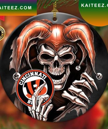 Cincinnati Bengals Nfl Skull Joker Christmas Ornament