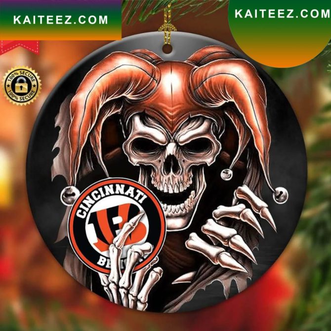 Cincinnati Bengals Nfl Skull Joker Christmas Ornament