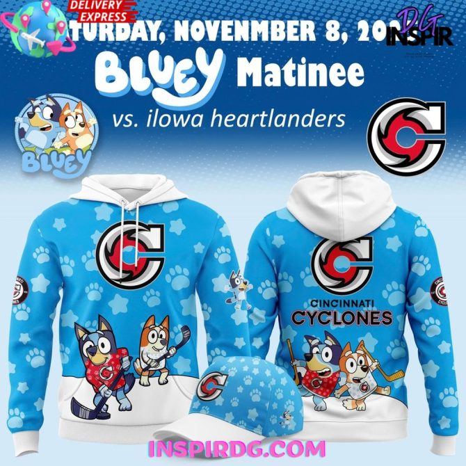 Cincinnati Cyclones X Bluey Night 2025 Special All Over Print Hoodie