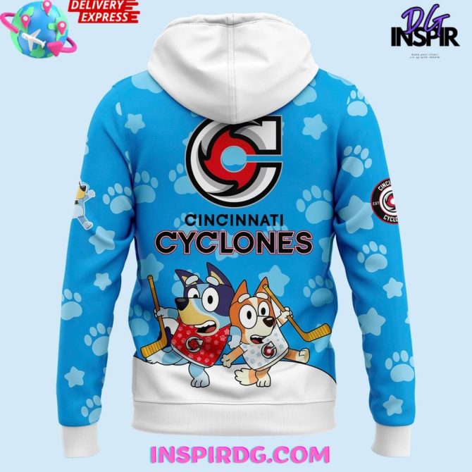 Cincinnati Cyclones X Bluey Night 2025 Special All Over Print Hoodie - Image 2