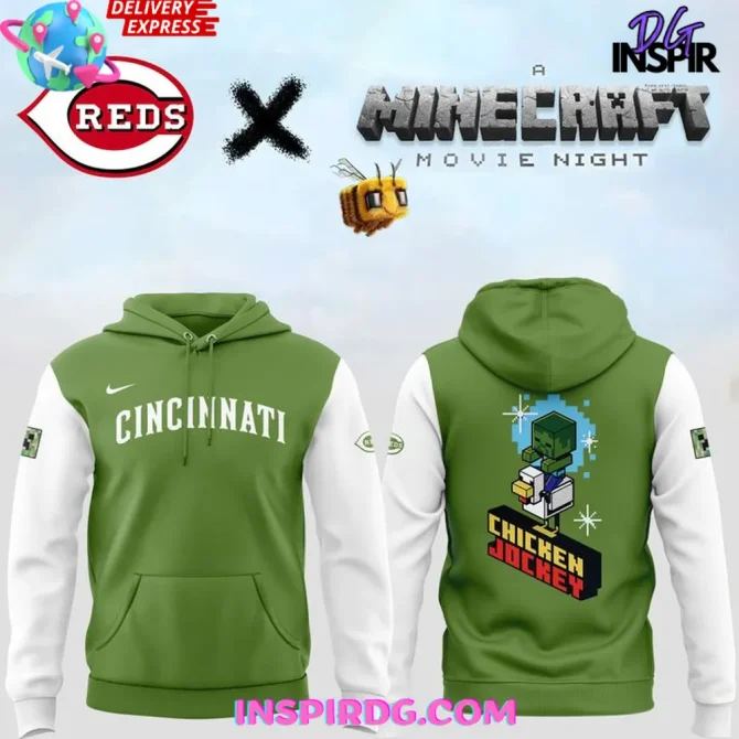 Cincinnati Reds X Minecraft Chicken Jockey Movie Night All Over Print Hoodie