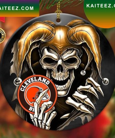 Cleveland Browns Nfl Skull Joker Christmas Ornament