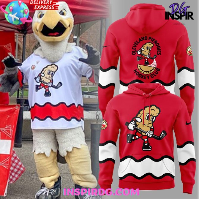 Cleveland Monsters Pucks & Pierogies Weekend Special Red All Over Print Hoodie
