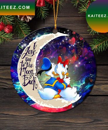 Couple Cute Duck Couple Love You To The Moon Galaxy Mica Circle Ornament Perfect Gift For Holiday