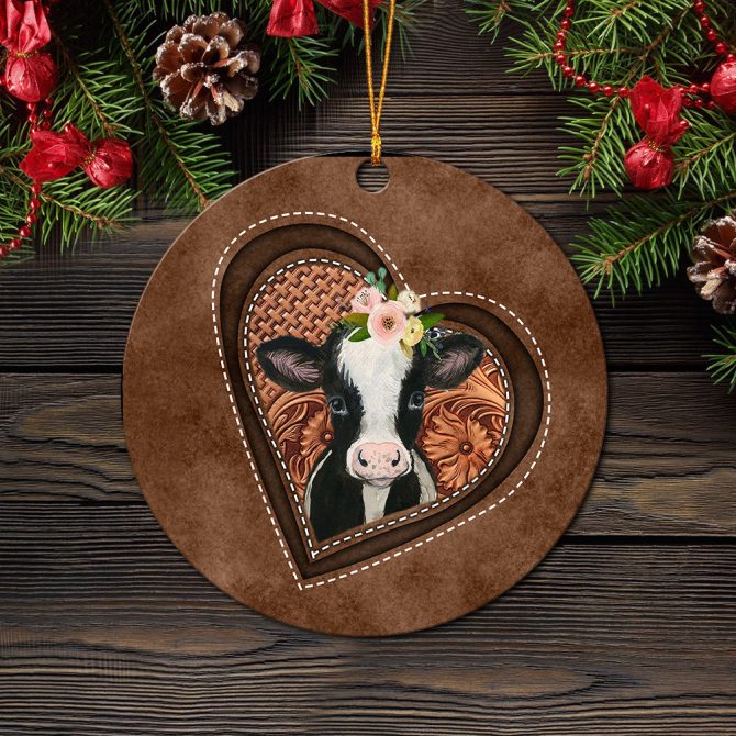 Cow Heart Flower Farm Mica Ornament Perfect Gift For Holiday - Image 3