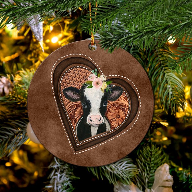Cow Heart Flower Farm Mica Ornament Perfect Gift For Holiday - Image 2
