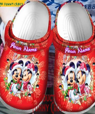 Custom Disney Mickey Mouse And Minne Christmas Red Crocs Shoes - Discover Comfort And Style Clog Shoes Unisex Clogs Garden Shoes