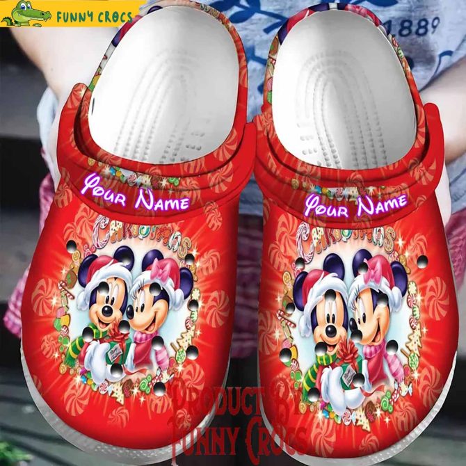 Custom Disney Mickey Mouse And Minne Christmas Red Crocs Shoes - Discover Comfort And Style Clog Shoes Unisex Clogs Garden Shoes