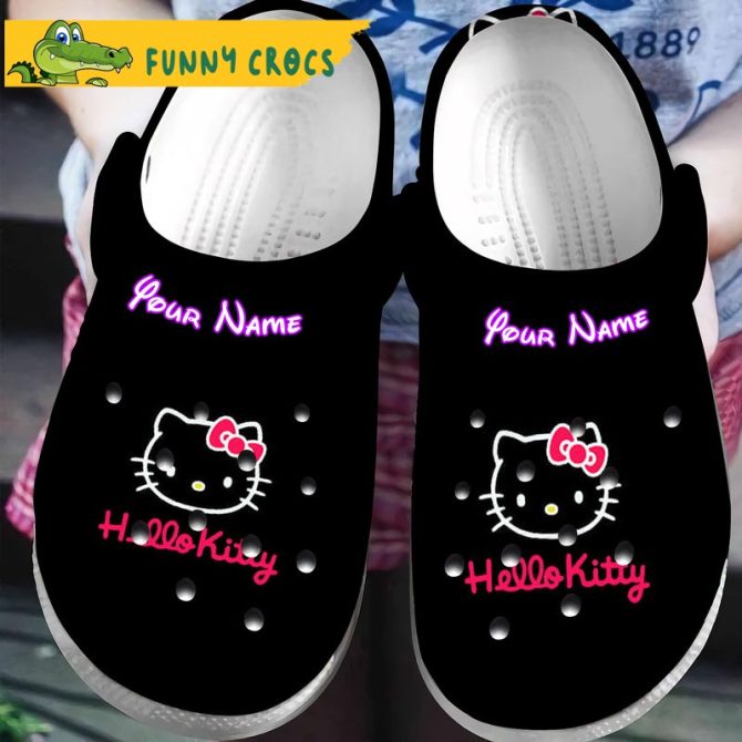 Custom Hello Kitty Black Crocs Slippers - Discover Comfort And Style Clog Shoes Unisex Clogs Garden Shoes