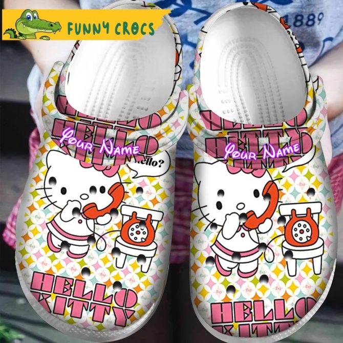 Custom Hello Kitty Phone Funny Crocs - Discover Comfort And Style Clog Shoes Unisex Clogs Garden Shoes