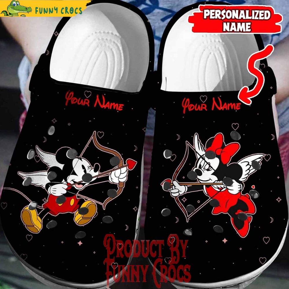 Custom Mickey Minnie Cupids Valentines Crocs Shoes - Discover Comfort And Style Clog Shoes Unisex Clogs Garden Shoes