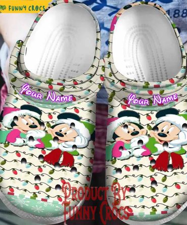 Custom Mickey Mouse And Minnie Christmas Light Crocs - Discover Comfort And Style Clog Shoes Unisex Clogs Garden Shoes