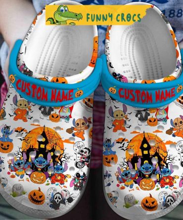 Custom Name Stitch Halloween Crocs Shoes - Discover Comfort And Style Clog Shoes For Family