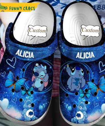 Custom Night Sky Blue Butterfly Stitch Crocs - Discover Comfort And Style Clog Shoes For Family