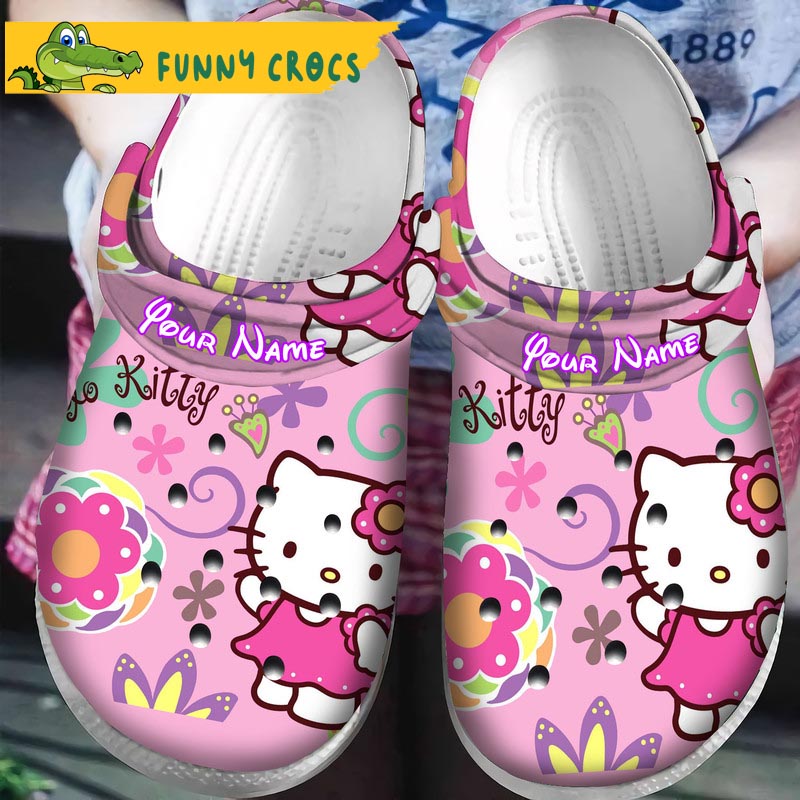 Customized Hello Kitty Flower Crocs Slippers - Discover Comfort And Style Clog Shoes Unisex Clogs Garden Shoes