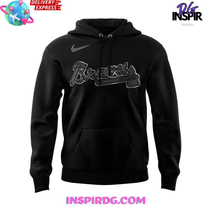 Atlanta Braves Back In Black Special All Over Print Hoodie - Image 2