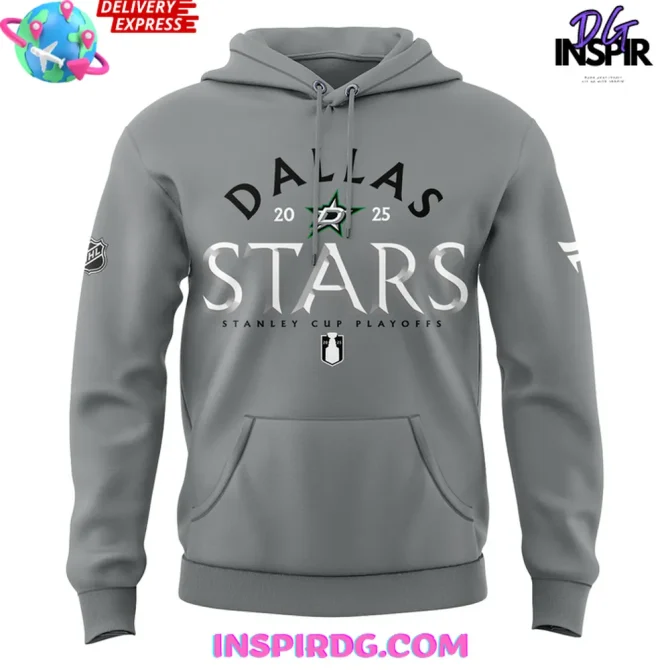 Dallas Stars 2025 Stanley Cup Playoffs Grey All Over Print Hoodie - Image 2
