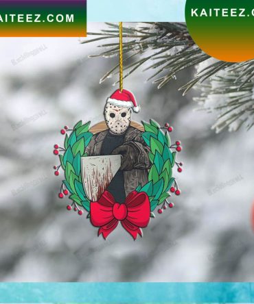Dangerous Jason Voorhees With Santa Hat Christmas Ornament
