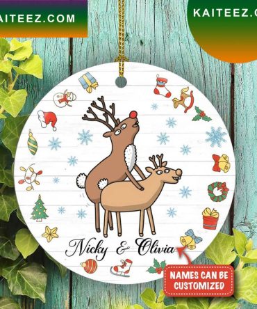 Deer Mating Family Christmas Ornament