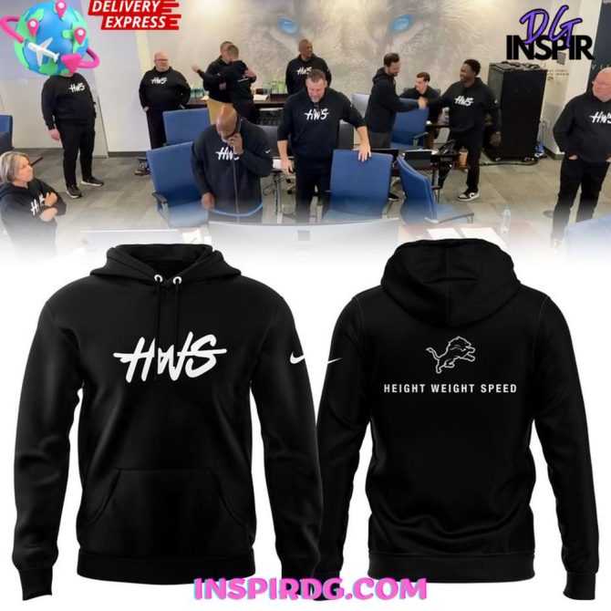 Detroit Lions Height Weight Speed 2025 Black All Over Print Hoodie