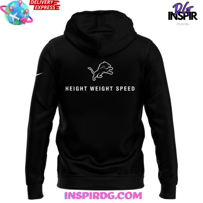 Detroit Lions Height Weight Speed 2025 Black All Over Print Hoodie - Image 3