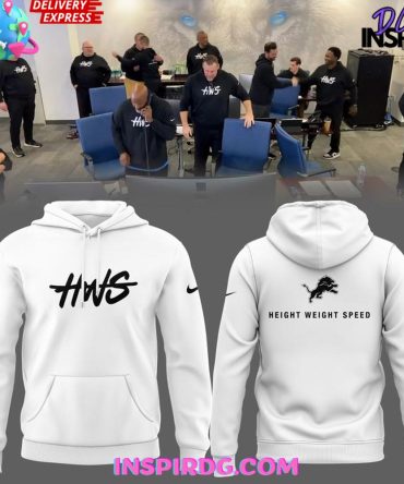 Detroit Lions Height Weight Speed 2025 White All Over Print Hoodie