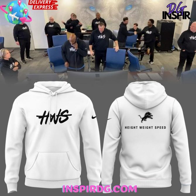 Detroit Lions Height Weight Speed 2025 White All Over Print Hoodie