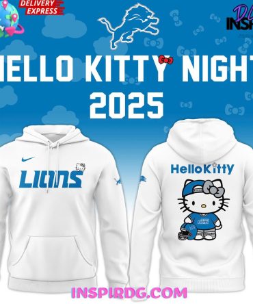 Detroit Lions X Hello Kitty 2025 White All Over Print Hoodie