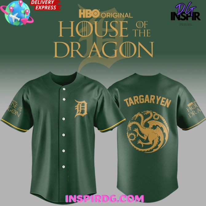 Detroit Tigers X House Of The Dragon Green Baseball Jersey